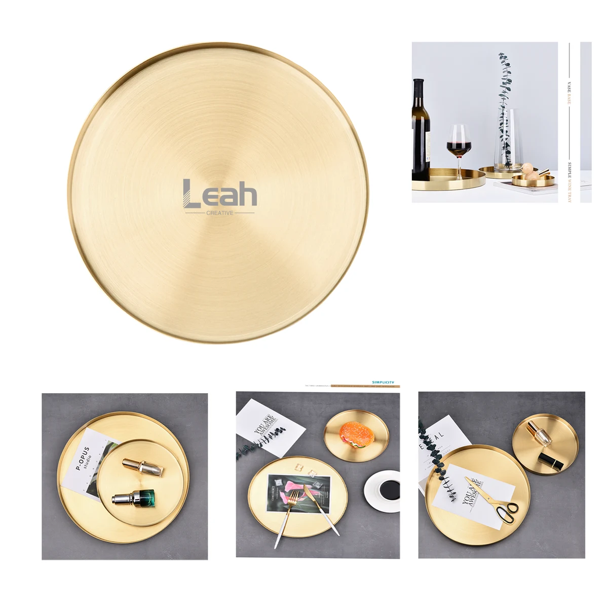 Gold Round Storage Tray 1