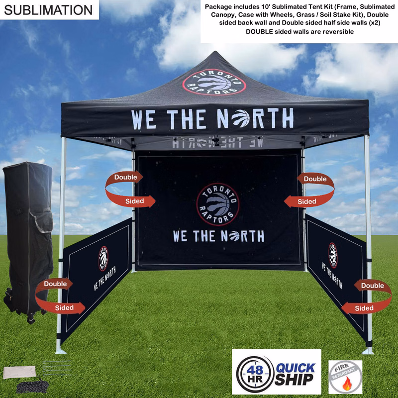 48Hr Quick Ship - 10' Sublimated Tent kit, DOUBLE sided backwall and 2 DOUBLE sided half sidewalls