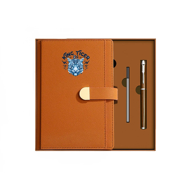 Custom Logo PU Leather Notebook & Metal Gel Pen 3 Piece Gift Box Set 1