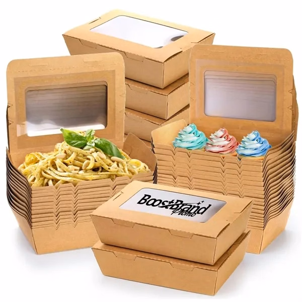 Custom Kraft Paper Food Container 8.66 Inch with Full-Color Branding — Eco Takeout