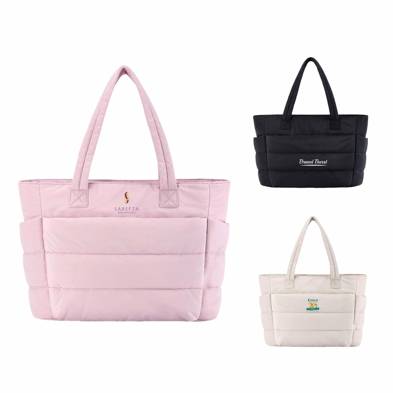 Lightweight Puffy Tote Bag With Compartments
