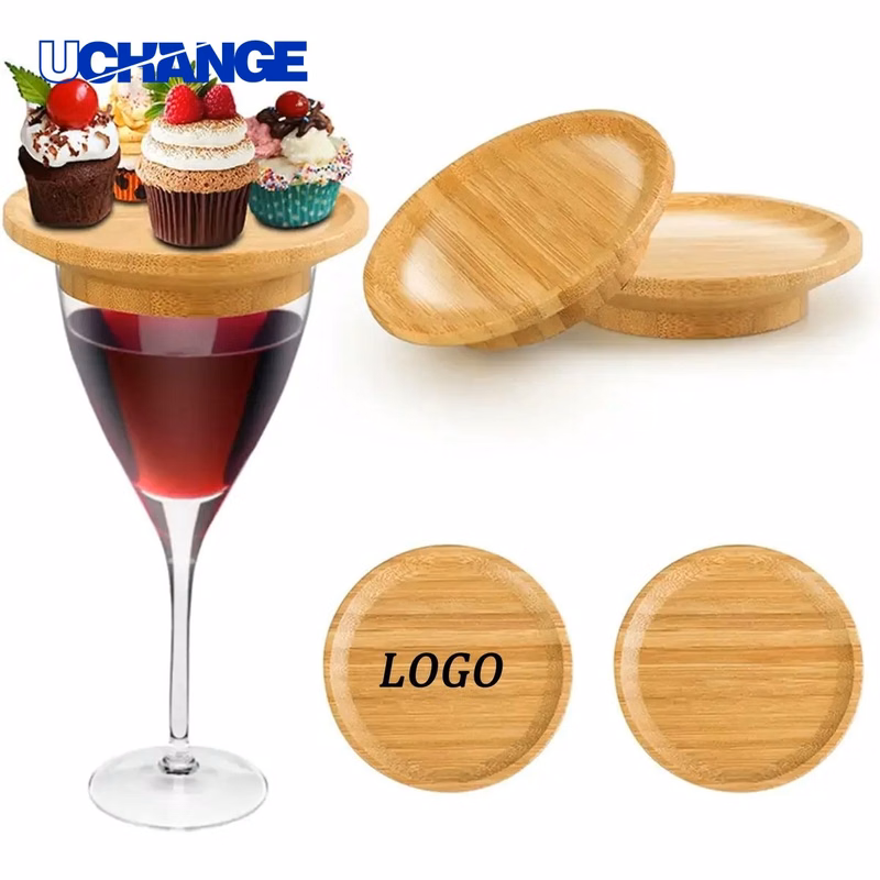 Wooden Wine Glass Lid Dessert Treat Tray for Parties, Tastings & Gift Sets