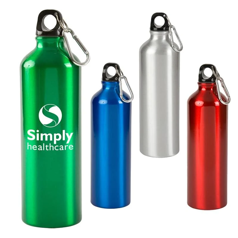 25 oz. Aluminum Bottle with Carabiner, custom water bottle with logo imprint 1