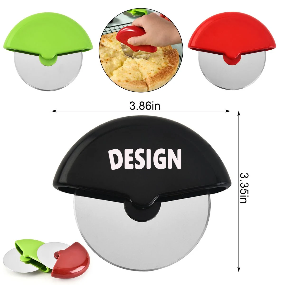 Handheld Pizza Cutter With Steel Blade 1
