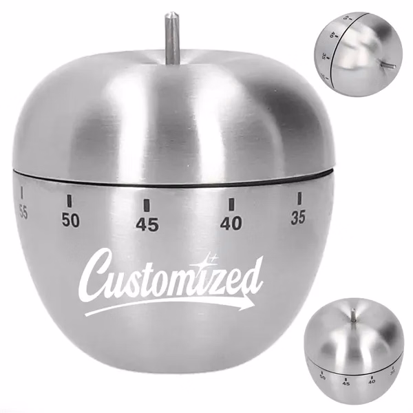 Custom Stainless Steel 60 Minute Apple Shaped Kitchen Timer — Home Chef Essential