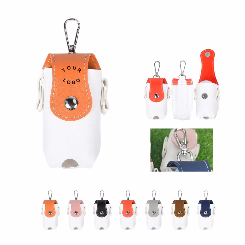 PU Leather Golf Ball Holder with Clip