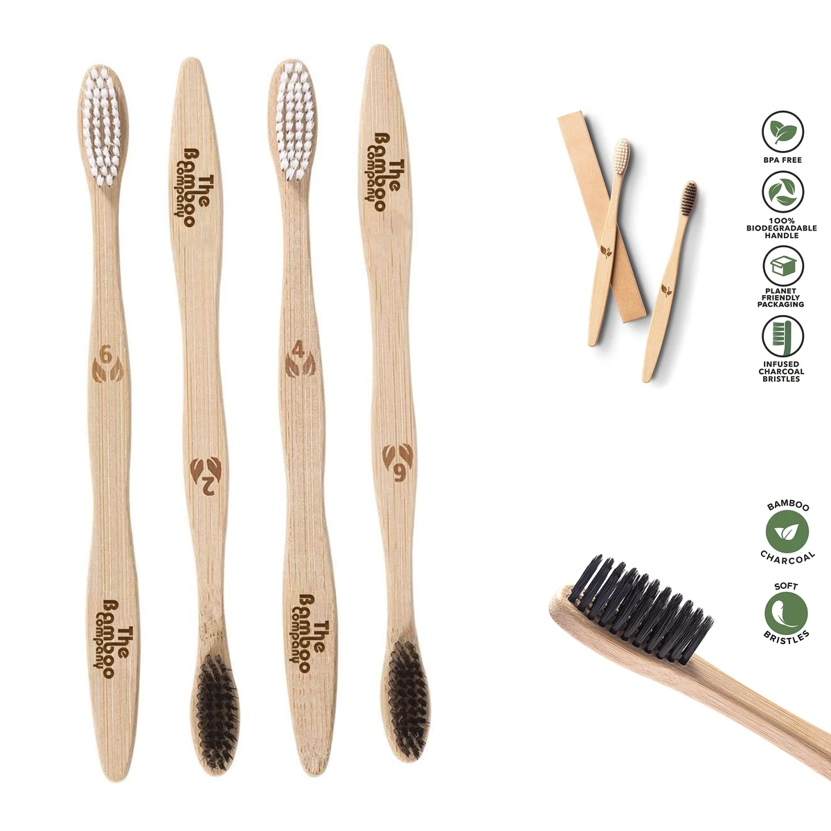 Flat Handle Bamboo Toothbrush For Adult 1