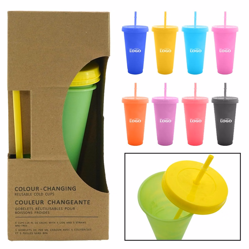 Shining Double Wall Plastic Straw Cup