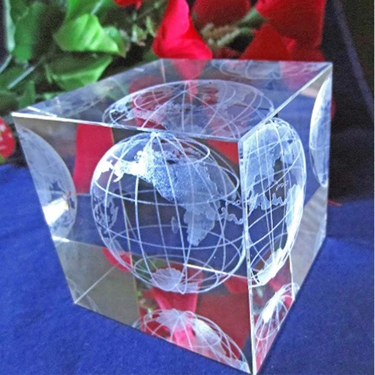 3D Crystal Paperweight W/ 3-D Globe 1