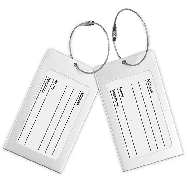 Aluminum Metal Travel Luggage Tag with Wire Loop Closure 1