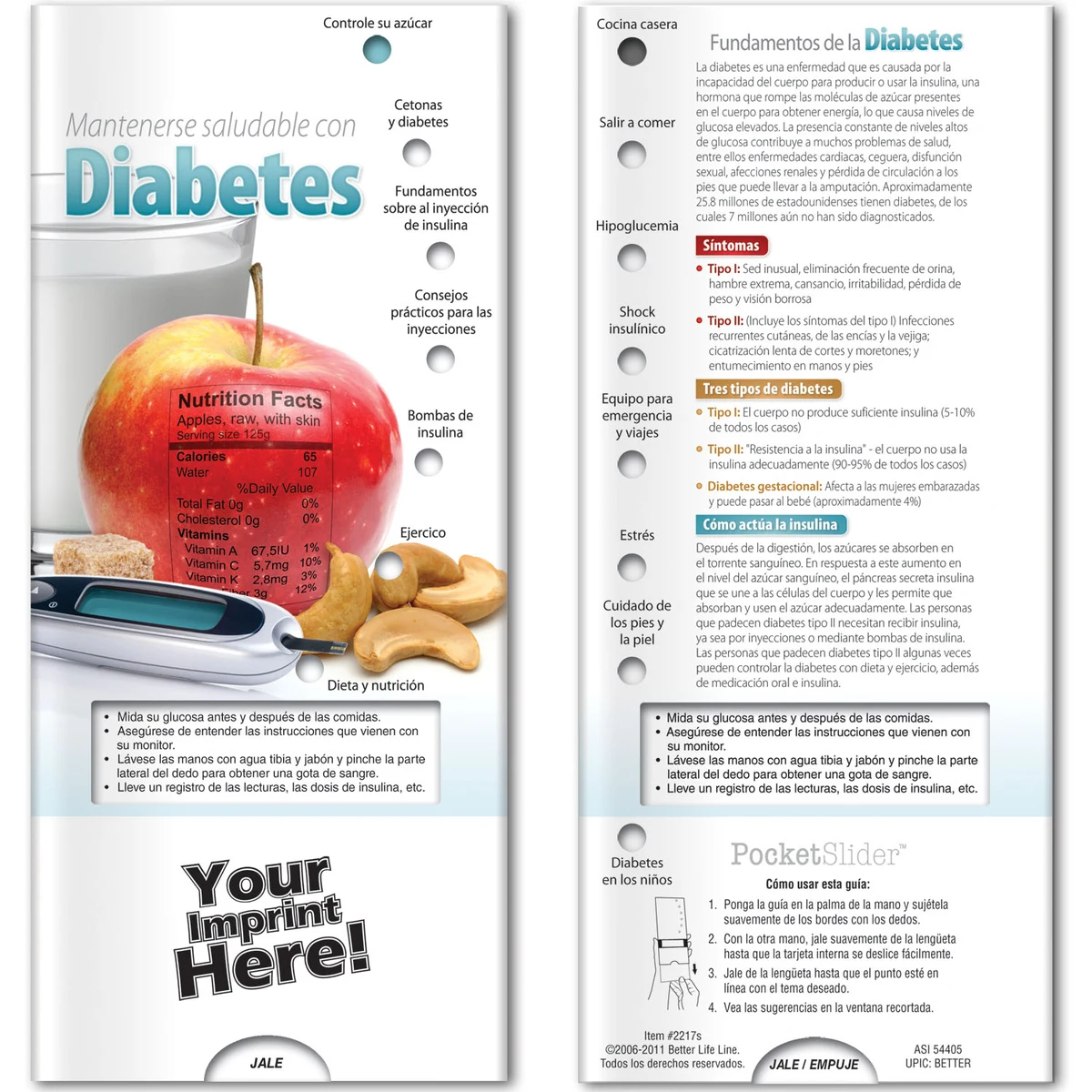 Pocket Slider - Staying Healthy with Diabetes (Spanish) 1