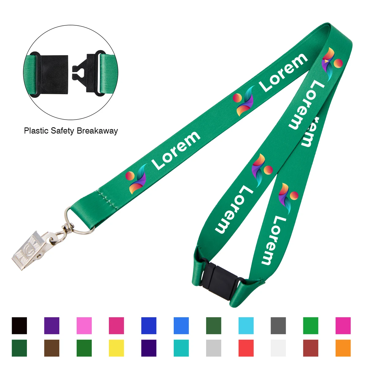 3/4'' Polyester Lanyard W/ Safety Breakaway Badge Holder 1