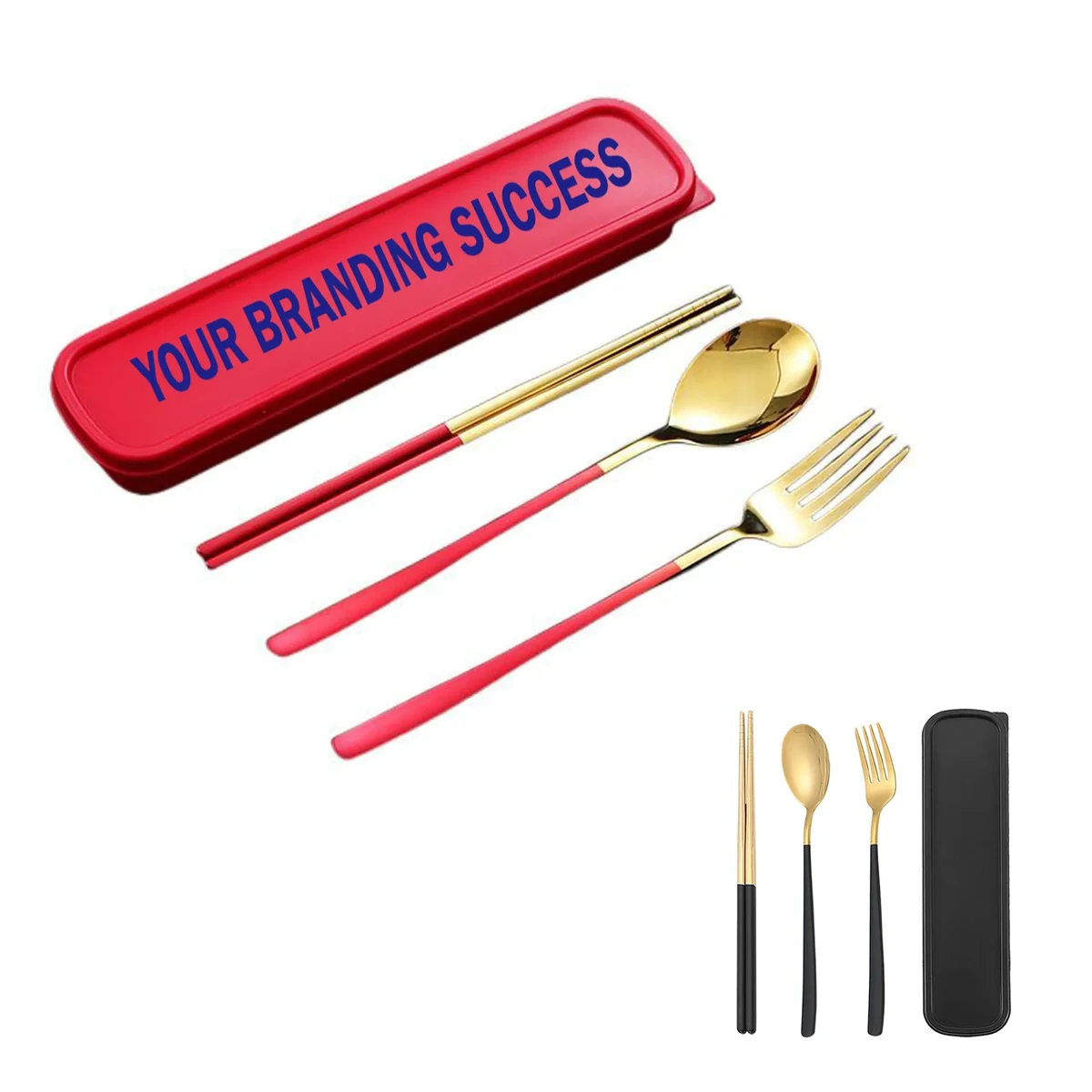 Portable Tableware Travel Boxed Golden Three-piece Sets 1