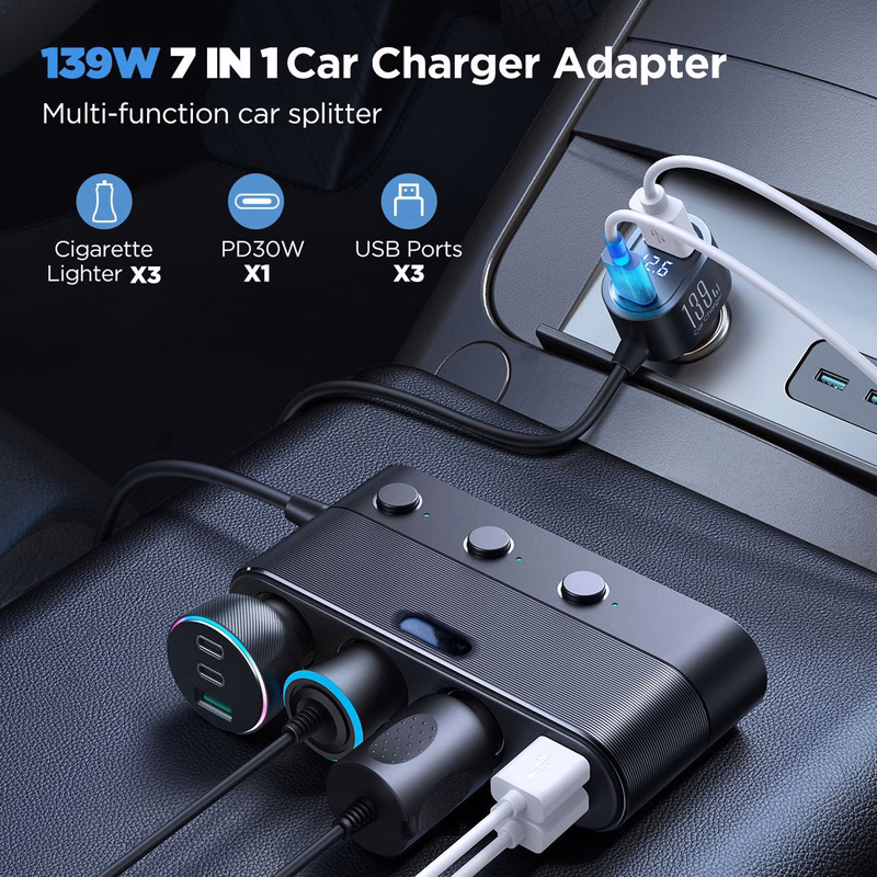 7-Port Car Charger Adapter