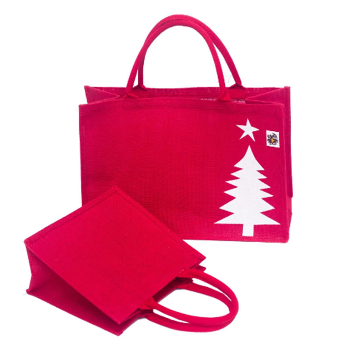 Red Color Printing Logo Jute Tote Shopping Bag 1