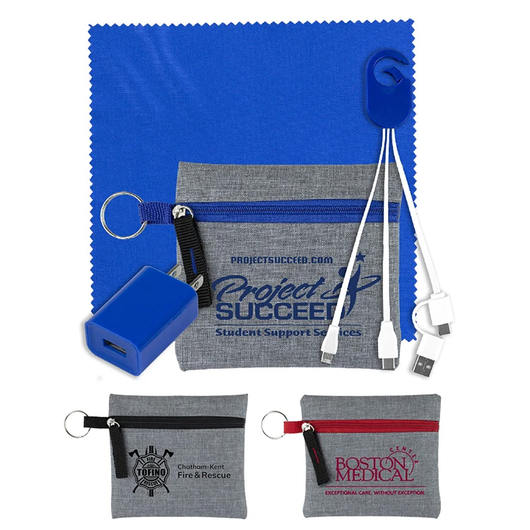 "Sundale" Mobile Tech Kit Charging Cables, Microfiber & Charging Cables in Zipper Kit 1