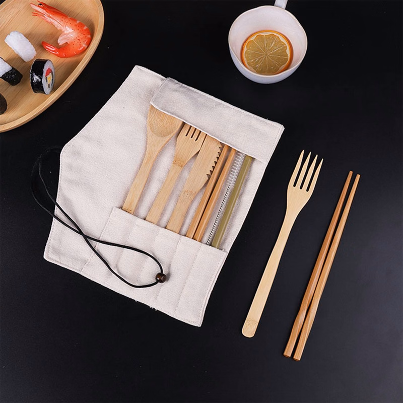 Travel Reusable Bamboo Cutlery Set