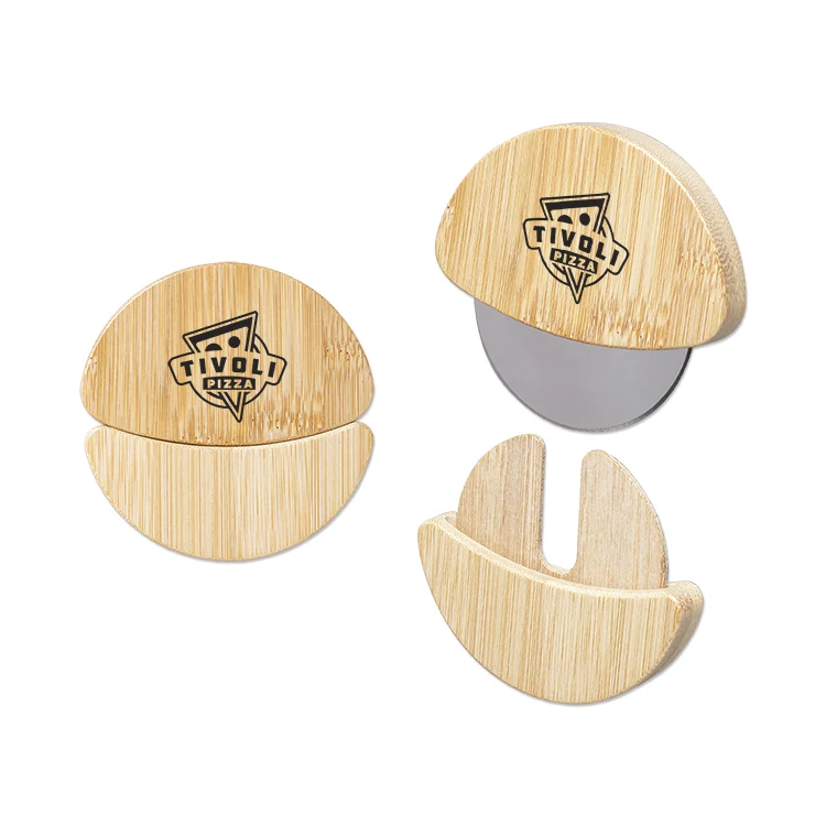 Bamboo Pizza Cutter with Stainless Steel Blade 1