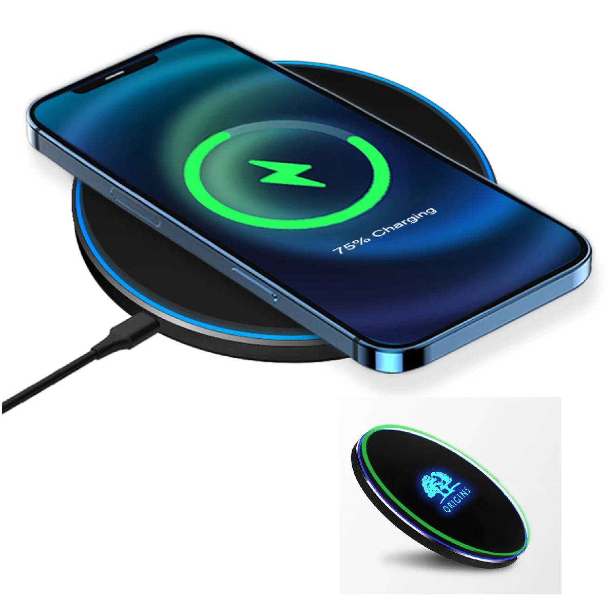 Ultra Slim Light Up Logo Wireless Charger Pad, 15W 1