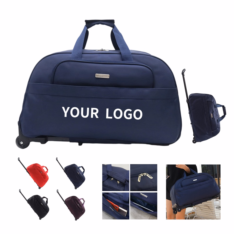 Nylon Wheeled Duffel Travel Bag With Retractable Handle 22.5"