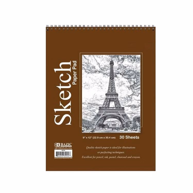 Top Bound Spiral Sketch Pads - 30 Sheets 9" x 12"