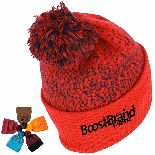 Custom Knit Winter Beanies with Pom Pom — Full Color Branded Cold Weather Apparel Gift
