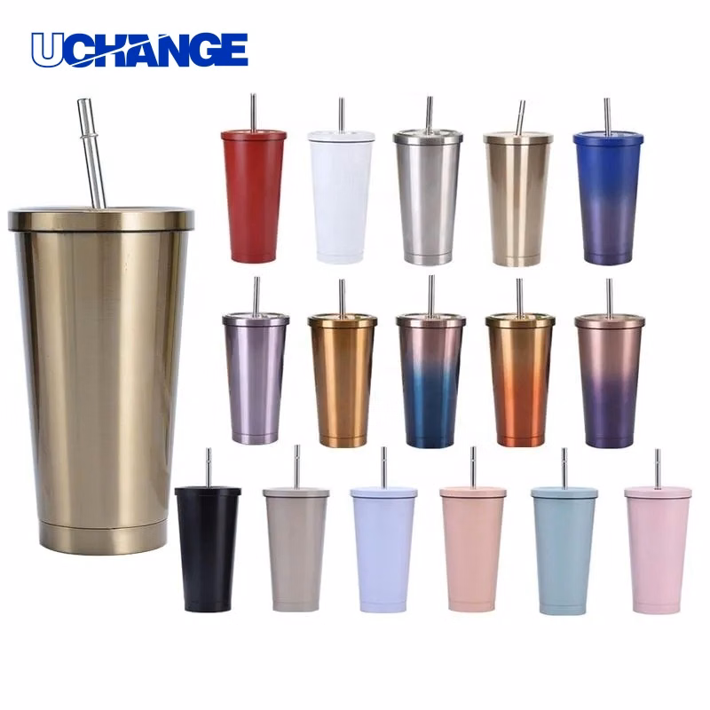 Insulated Stainless Steel Water Cup with Straw for Everyday Drinking