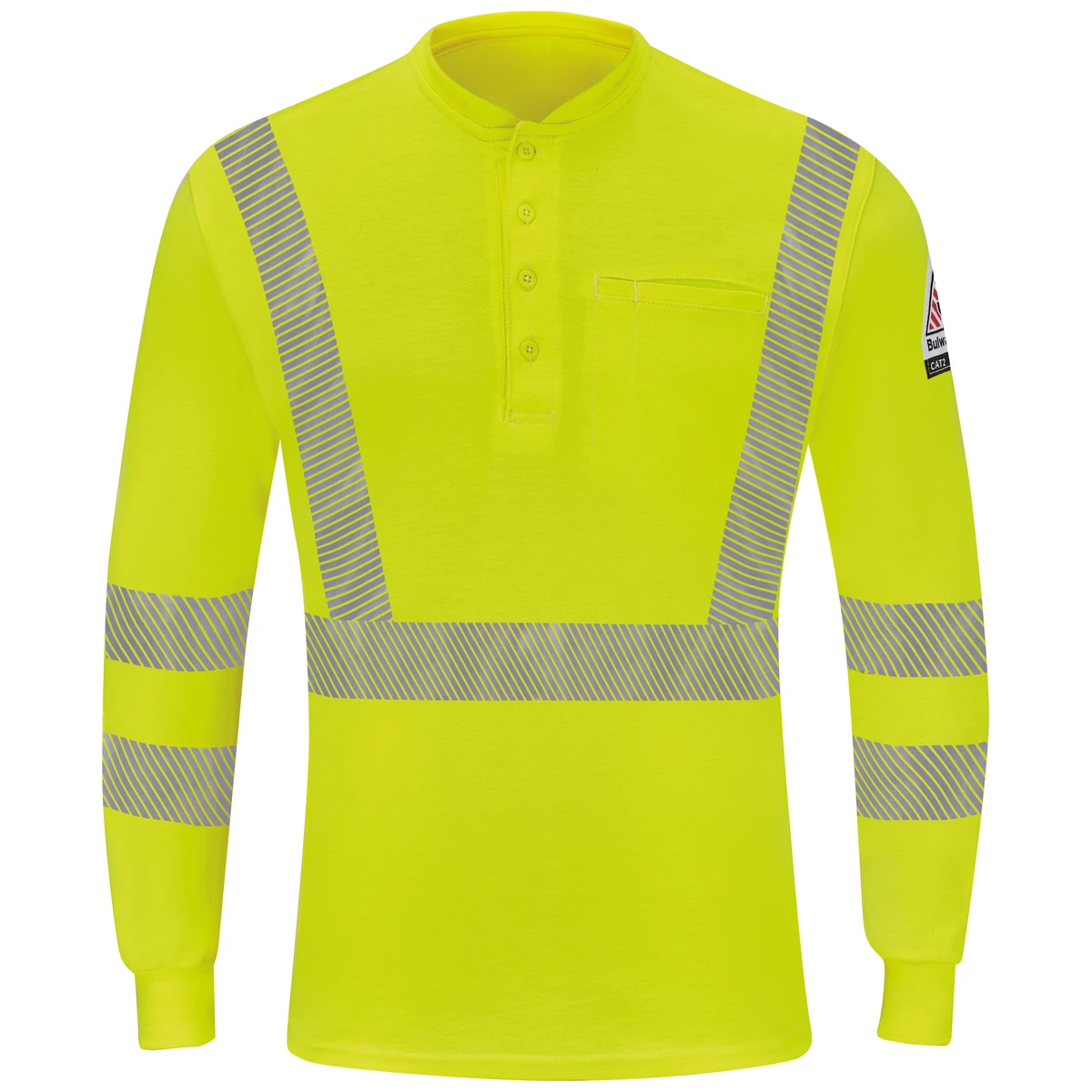 Bulwark® Men's Hi-Visibility Lightweight Long Sleeve Henley 1