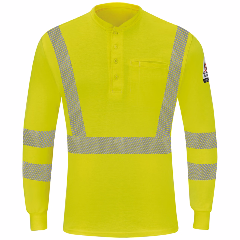 Bulwark® Men's Hi-Visibility Lightweight Long Sleeve Henley
