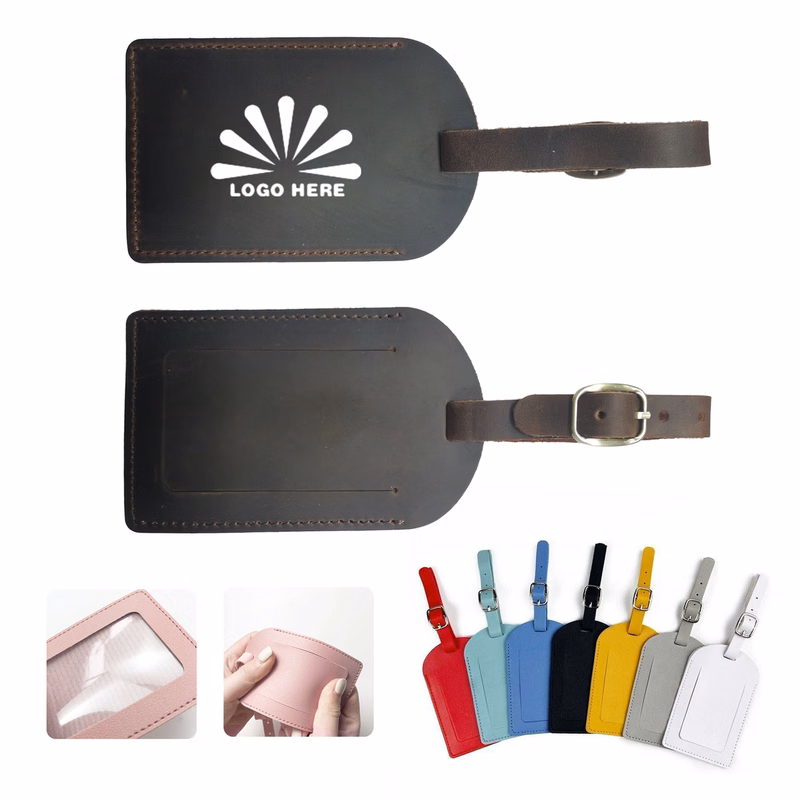 PU Leather Luggage Travel Tags With Adjustable Strap