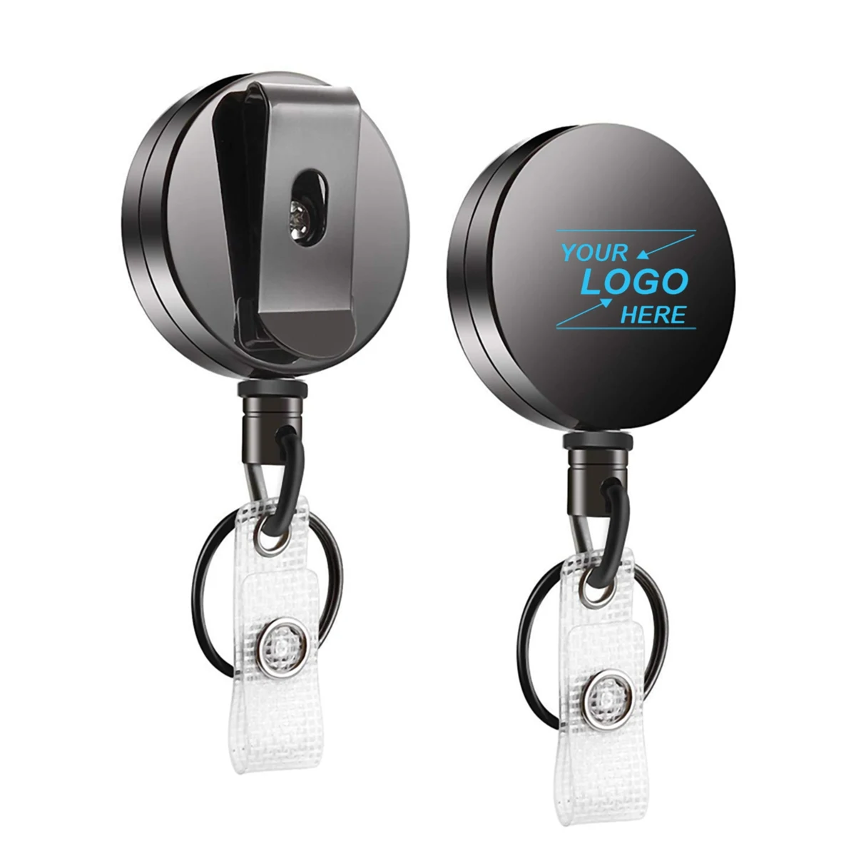 Retractable ID Badge Holder w/Carabiner Clip 1