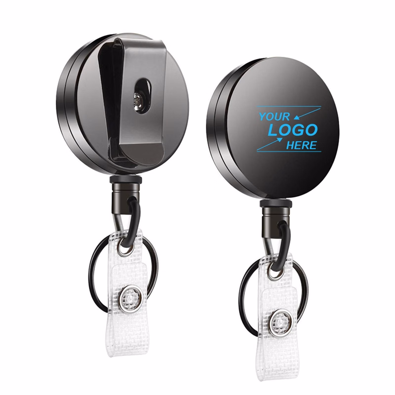 Retractable ID Badge Holder w/Carabiner Clip