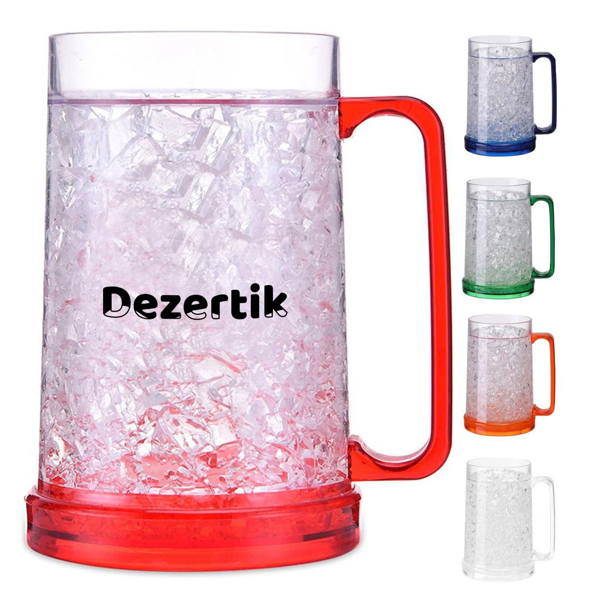 16 oz Plastic Double Wall Freezer Frosted Beer Mugs 1