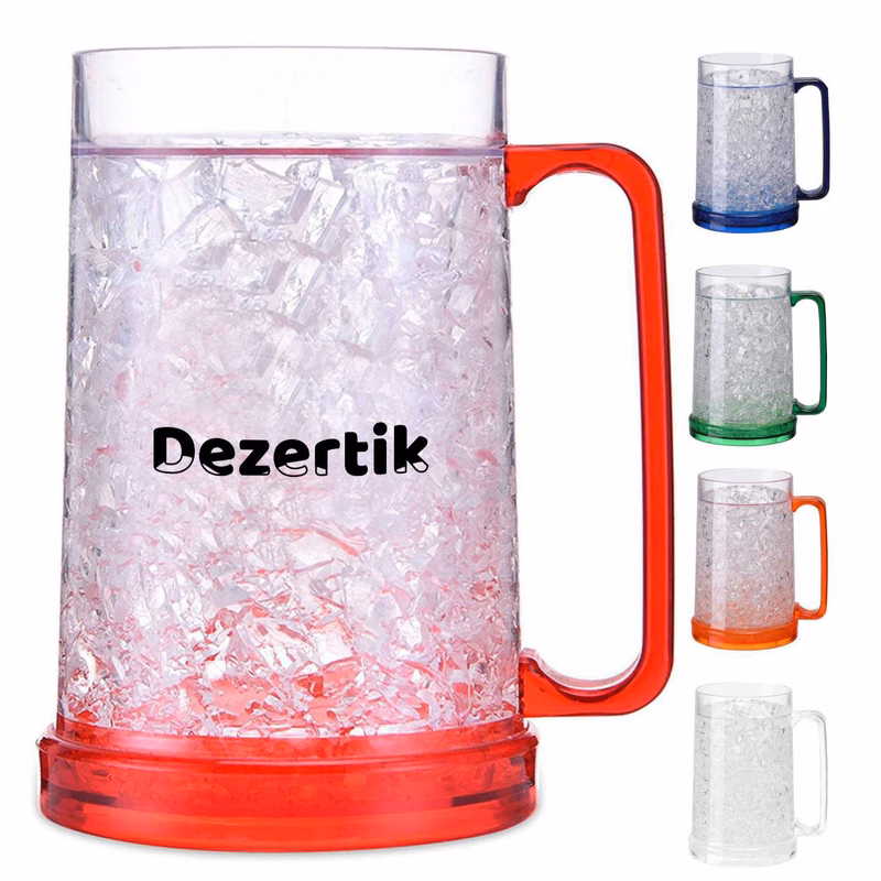16 oz Plastic Double Wall Freezer Frosted Beer Mugs
