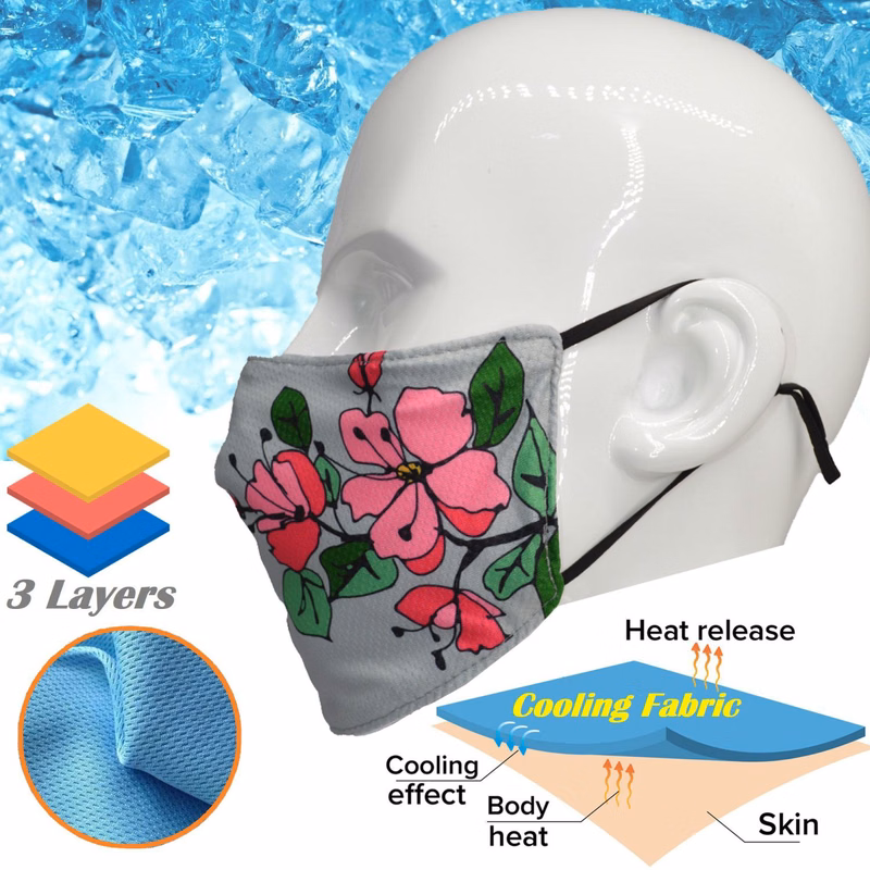 Cooling Face Mask Adjustable 3 Layer Mask for Summer