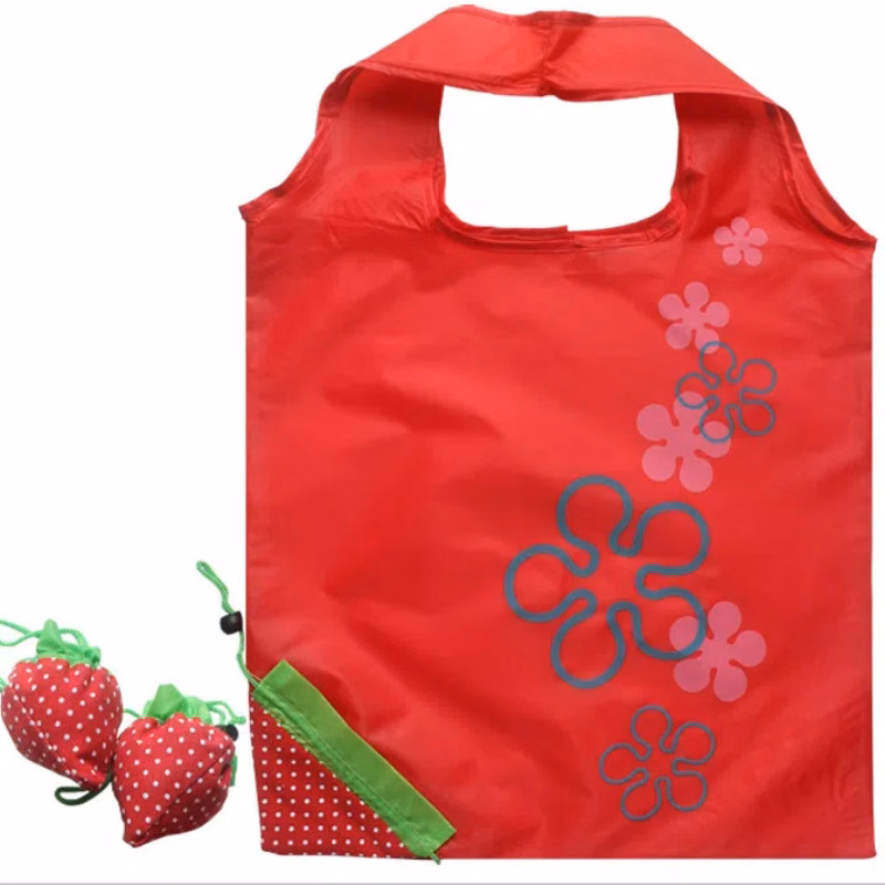 Handbag Strawberry Foldable Shopping Bags Custom Reusable Folding Grocery Nylon Eco Tote Bag