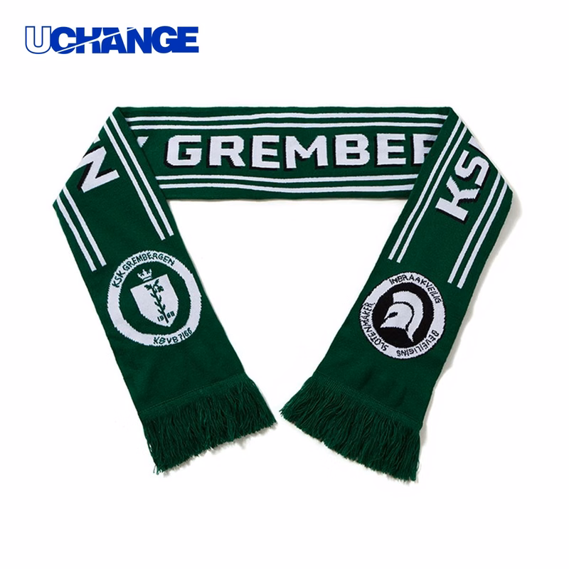 Double-Sided Stadium Knit Scarf with Fringe for Fan Wear