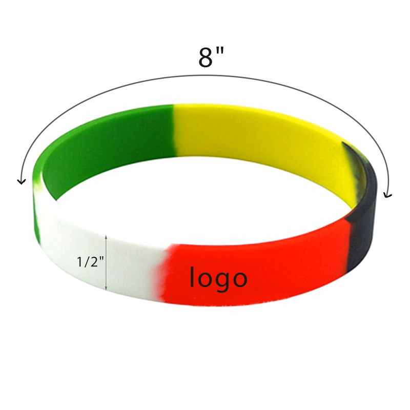 Custom logos are available with multi-color silicone wristbands