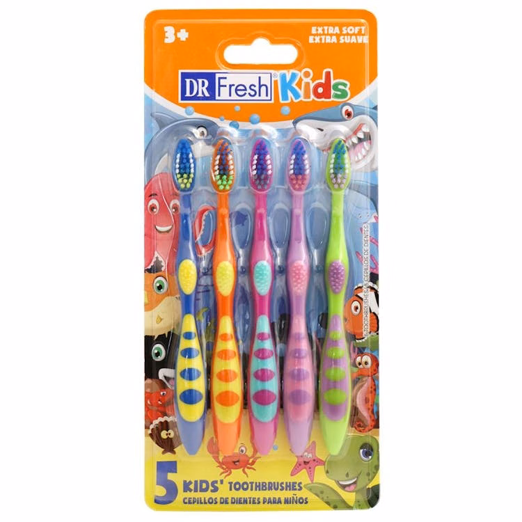 Dr. Fresh Kids Toothbrushes - 5 Pack Assorted Colors