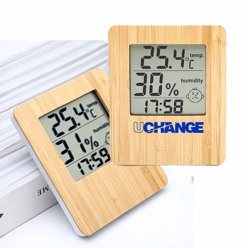 Bamboo Digital Thermometer Hygrometer For Home/Office