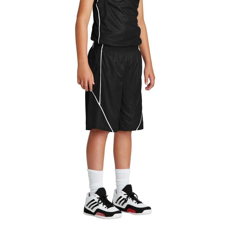 Sport-Tek Youth PosiCharge Mesh Reversible Spliced Short. 1