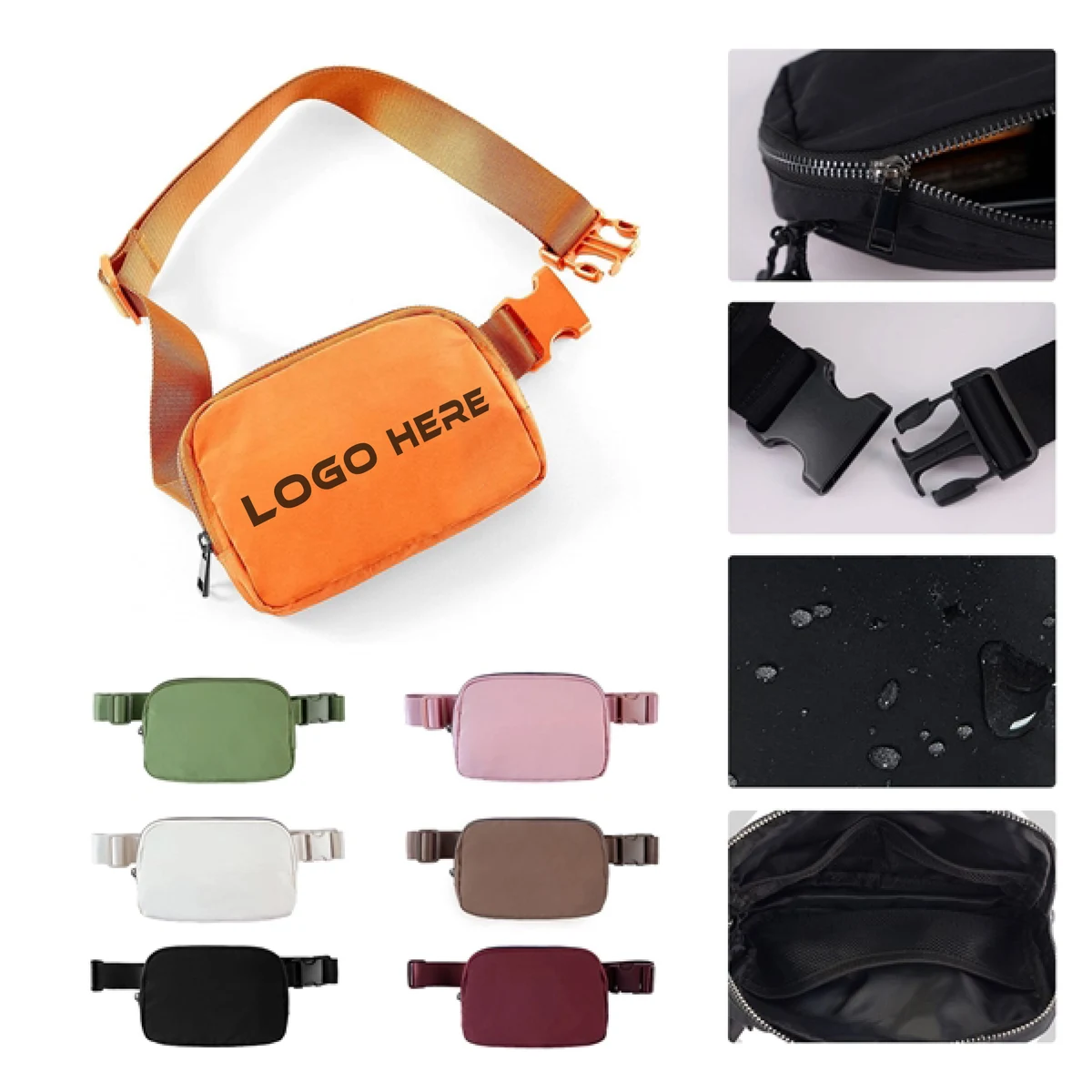 MOQ 100 Lightweight Waterproof Nylon Fanny Pack With Adjustable Strap 1