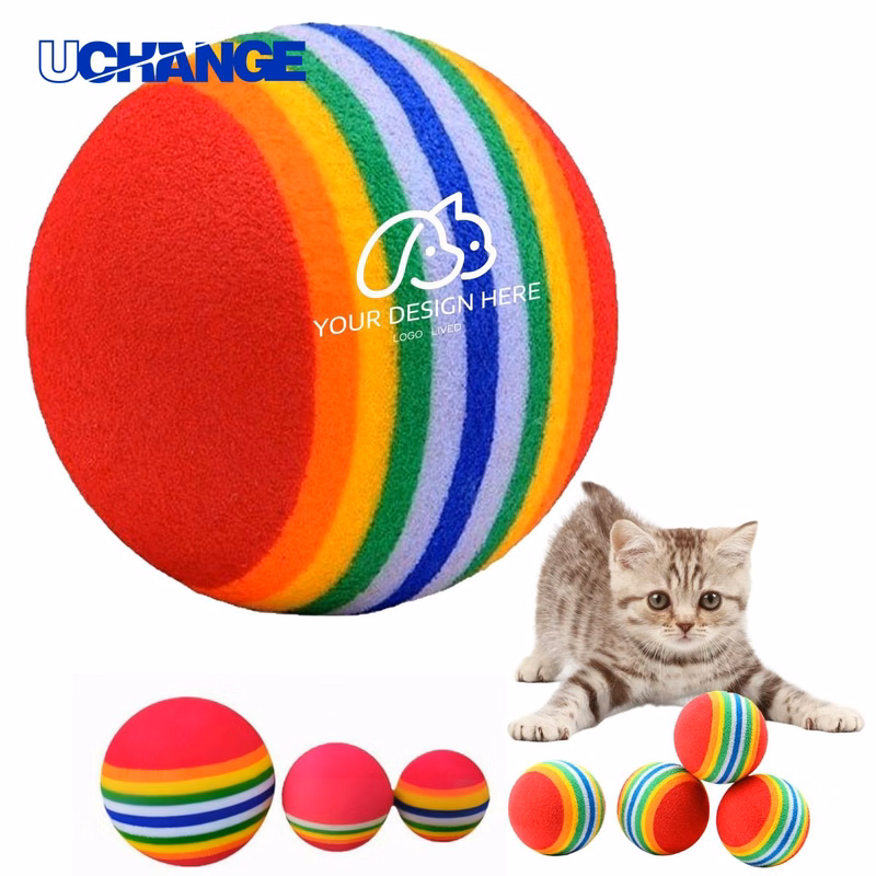 Rainbow Elastic Pet Ball Toy for Safe Play