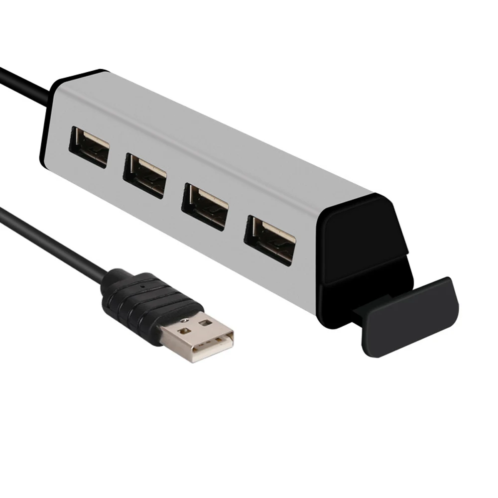 USB2.0 HUB aluminum alloy 4-port splitter With Phone Stand 1