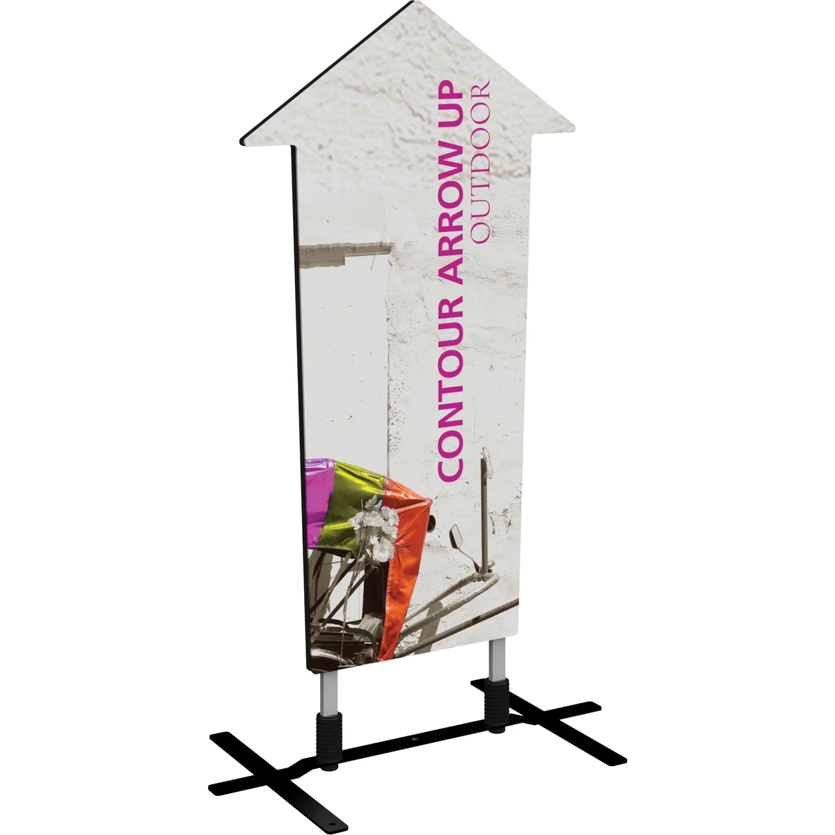 Contour Single-Sided Outdoor Sign Arrow Up w/Plate Base 1