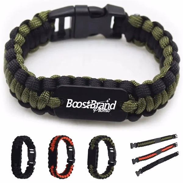 Custom Paracord Survival Bracelet with Metal Buckle — Outdoor Promo Gift