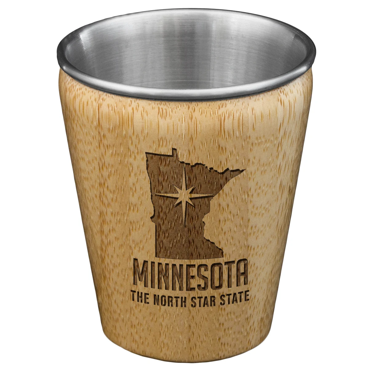 Minnesota State Bamboo and Stainless Steel Shot Glass 1