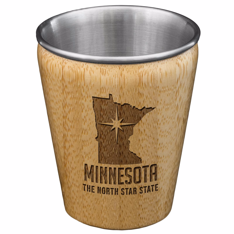 Minnesota State Bamboo and Stainless Steel Shot Glass