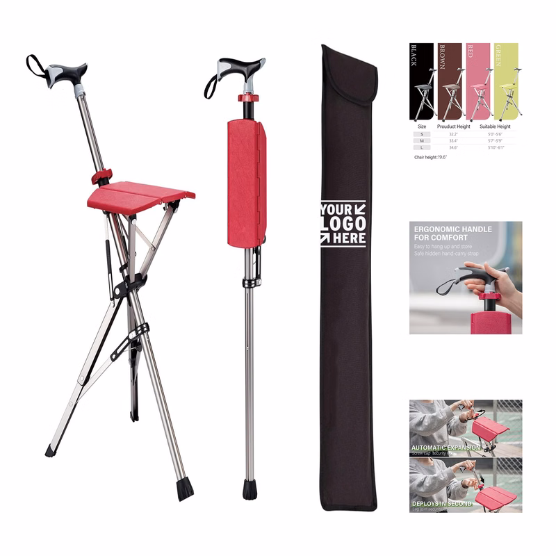 Easy Carry Storage Anti-Slip Lightweight Aluminum Foldable Ta-Da Chair Portable Trekking Hiking Pole