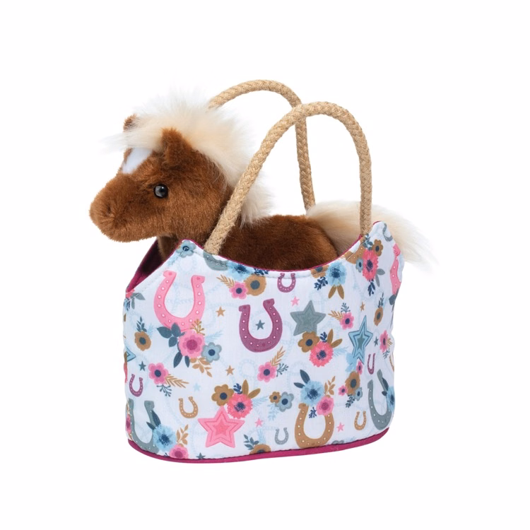 Boho Horseshoe Sak w/Chestnut Horse Stuffed Animal